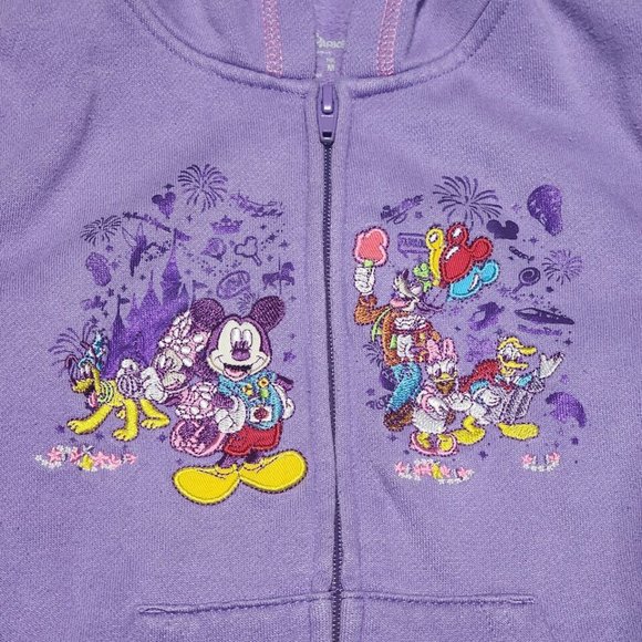 Walt Disney World Full Zip Embroidered Stitched Purple Fleece Sweatshirt Size S - Picture 2 of 9